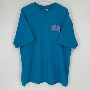 Vintage 80s Hang Loose Gecko Hawaii Hanes T Shirt XL Teal Neon Pink Green USA